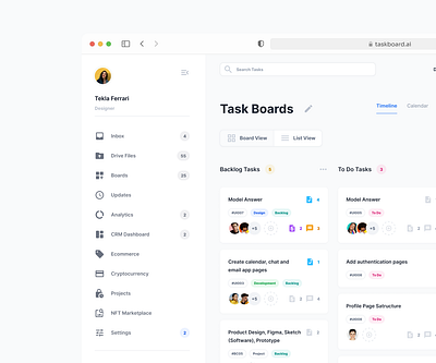 Task Management Dashboard application dashboard dashboard design design sidebar task management ui design web app