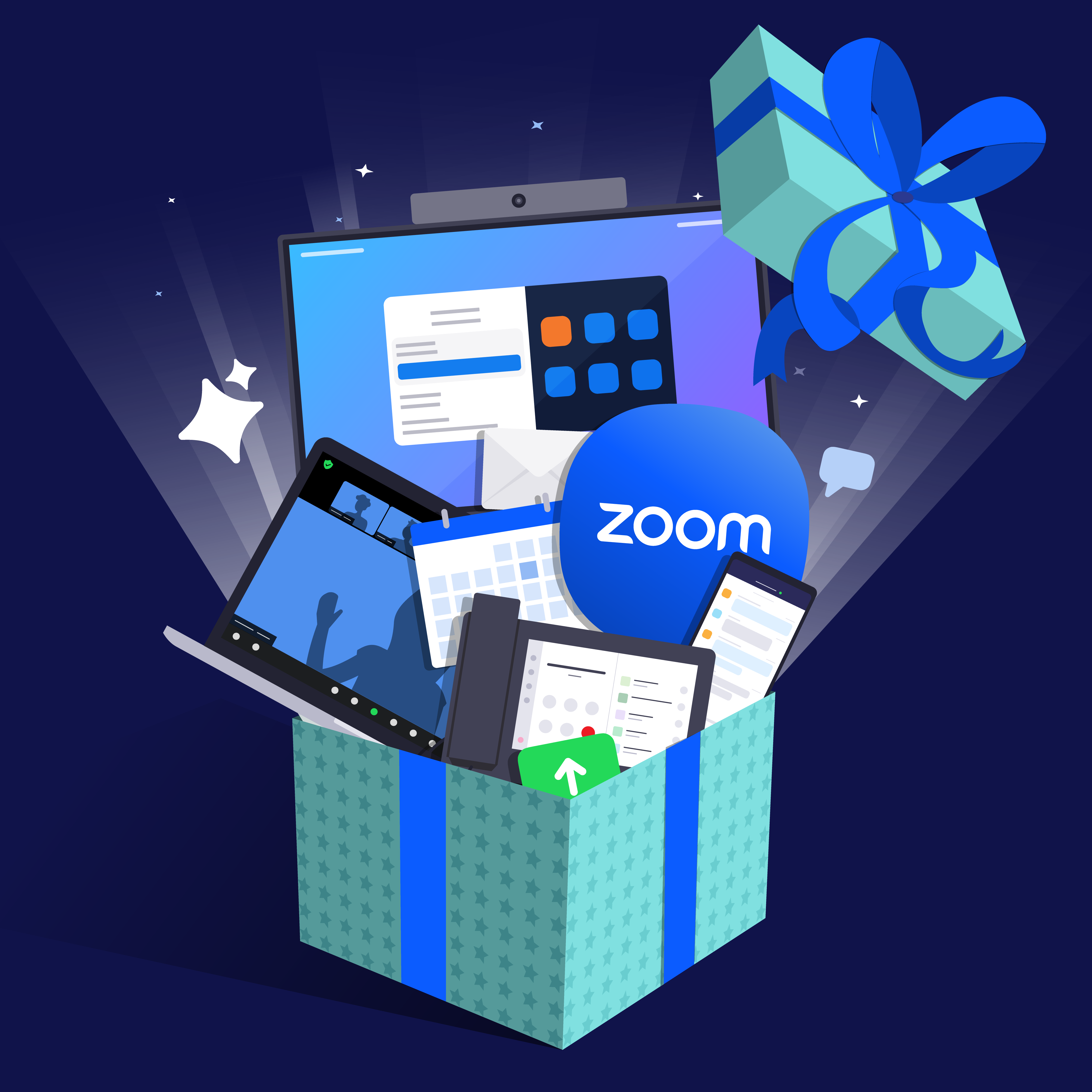 'Tis the season to use Zoom calendar chat christmas gift graphic design mail phone present video meeting