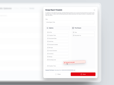 Drag and Drop - Design Report Template - e- Invoice admin calendar dashboard drag dragn and drop draver drop ui user interface