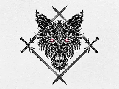 Wolf head design dribbble emblem engraving graphic head illustration predator print russia swords symbol vector wolf