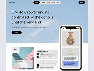 TokenAid landing page crowdfundimg crypto designer gofundme landing page prodct design ui ux