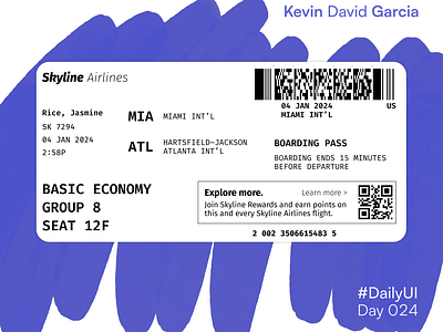 #DailyUI Day 24: Boarding pass boarding pass dailyui flight plane