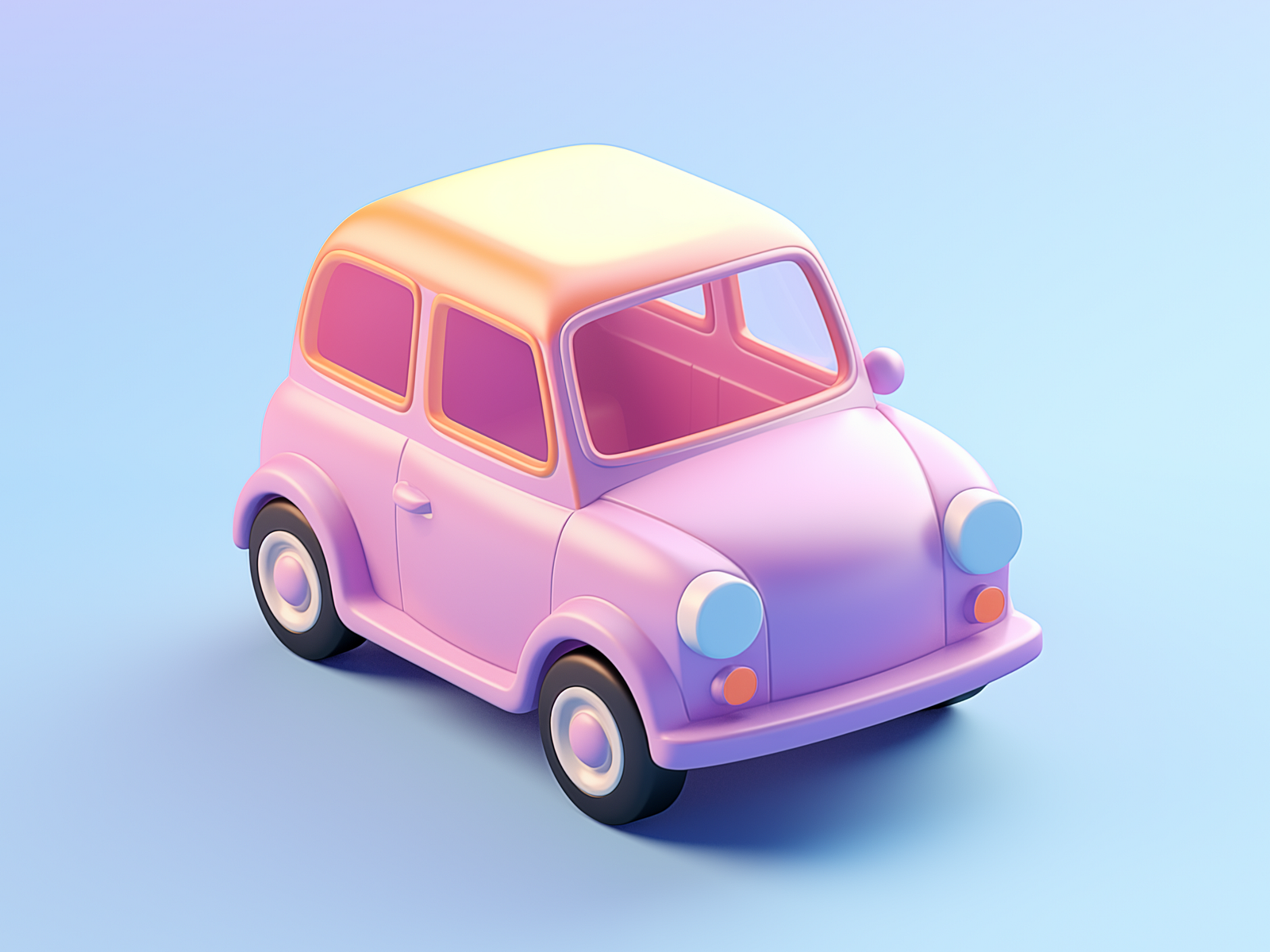 car 3d model, amazing isometric car, cute pastel color car by Gerdoo on