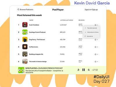 #DailyUI Day 27: Dropdown dailyui dropdown menu podcast