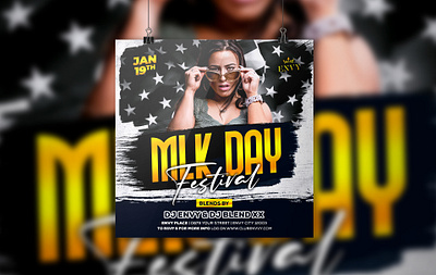 MLK Day Festival Party Flyer after work party bash club flyer club party design girls night out ladies night mlk mlkday mlkparty neon