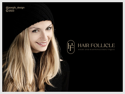 HF Monogram Logo Design branding design hair illustration logo luxury modern salon vector woman