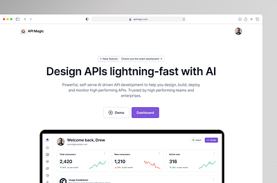 AI driven API builder SaaS product api developer productivity enterprise ui web app