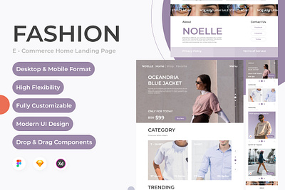 Noelle - Website Home Landing Page desktop fashionable interface landing layout marketing outfit page retail site trendy ui user wear website