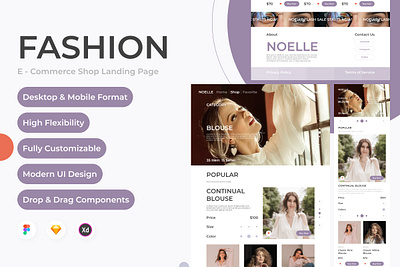 Noelle - Website Home Landing Page V2 desktop fashionable interface landing layout marketing outfit page retail site trendy ui user wear website