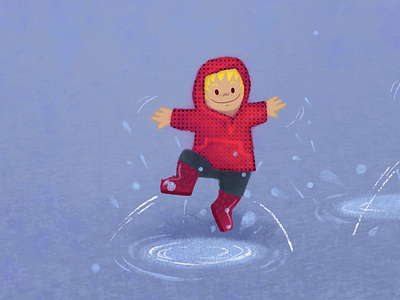 Red jacket jumping kid best wishes 2024 blue design fresco happy illustration jump kid rain jacket red