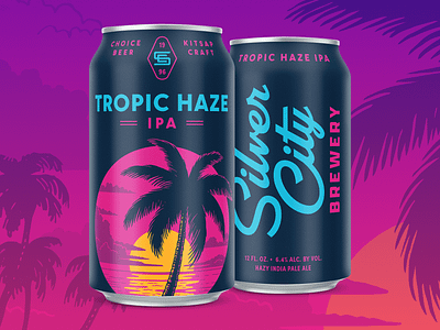Tropic Haze IPA beer box branding craft beer hazy illustration pacific northwest palm tree sales materials tropical typography