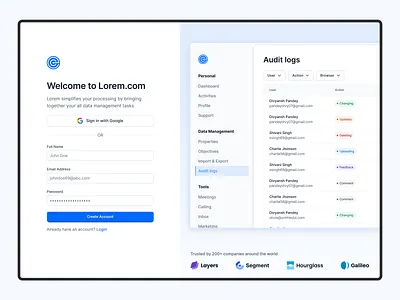 Login UI account create dashboard design login saas signup ui ux