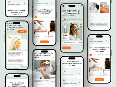 Moist Leaf - Skin Care Ecommerce Mobile Version bento grid bety web branding design ecommerce minimal mobile version responsive ui skin care ui uiux user interface webaapp website
