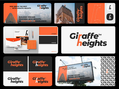 Giraffe heights - Constructions black and orange branding buildings constructions creative creative design giraffe graphic design logo logodesign orange presentations real estate rebranding stationary