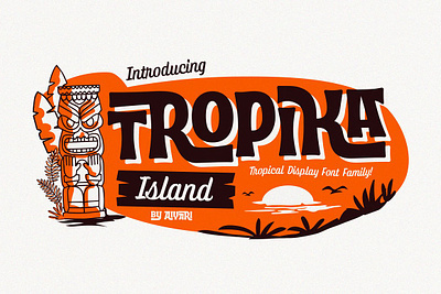 Tropika Island Font Family aiyari custom fonts interlock fonts island logo fonts midcentury retro fonts summer fonts tiki tiki art tropicak tropik tropik island vintage fonts