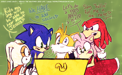 “Teamwork Time” — it counts | Sonic Fan Art 2d amy amy rose cartoon character characters cream cream the rabbit digital fan art fanart illustration jesus loves you!!! knuckles sonic sonic the hedgehog style stylized tails the mustard seed life