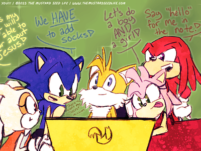 “Teamwork Time” — it counts | Sonic Fan Art 2d amy amy rose cartoon character characters cream cream the rabbit digital fan art fanart illustration jesus loves you!!! knuckles sonic sonic the hedgehog style stylized tails the mustard seed life