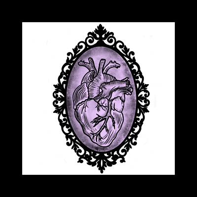 Tell Tale Heart digital drawing edgar allen poe gothic graphic art graphic design heart illustration lowbrow art the tell tale heart victorian frame vintage frame vintage gothic