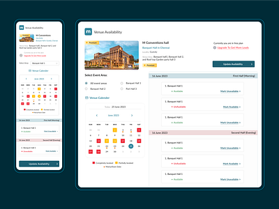Mandap(Wedding venue) vendor partner app- Update Availability app b2b design partner app ui ux vendor