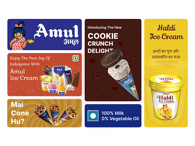 Bento Cards - Amul IceCream amul amul icecream bento cards bento grib branding design graphic design icecream post product social media