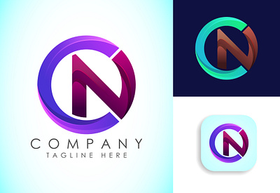 Initial letter CN. Vector letter gradient color logo blue brand cn cn letter corporate design graphic illustration logo shape symbol