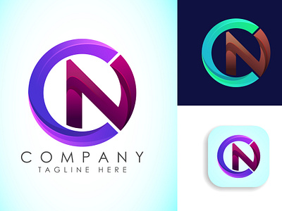 Initial letter CN. Vector letter gradient color logo blue brand cn cn letter corporate design graphic illustration logo shape symbol