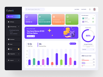 CyberX - Cyber Security Admin Dashboard admin admin theme admin ui analytics clean cyber cyber dashboard dashboard dashboard design dashboard ui graph illustration management metrics panel security ui ui design ux vpn dashboard