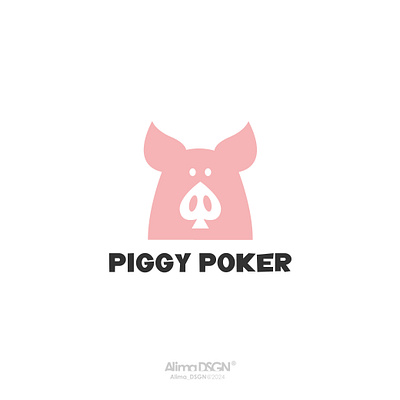 Piggy Poker Logo animal logo logodesign negativespace pig piggy pink poker spade