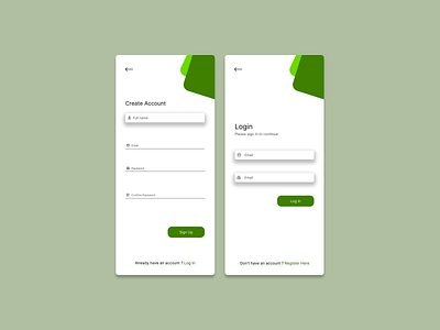 Sign Up / Login UI for Android phones 3rd 3rd ui design android app color design designinspiration green illustration login login page login ui sign up ui ui for android uiux