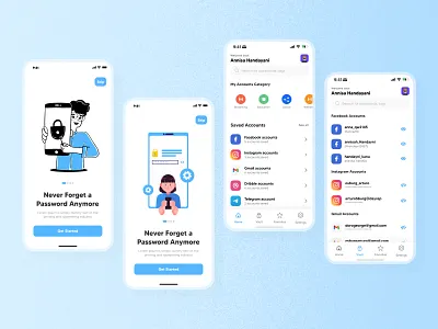 Password Manager Mobile App app design clean ui clean ui mobile security app ui ux