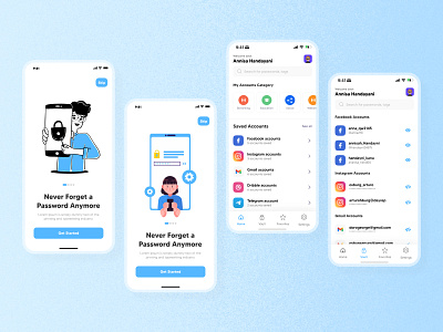 Password Manager Mobile App app design clean ui clean ui mobile security app ui ux