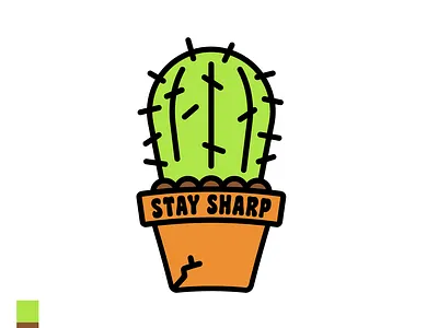Stay Sharp bold lines cactus logo prickly succulent thicc