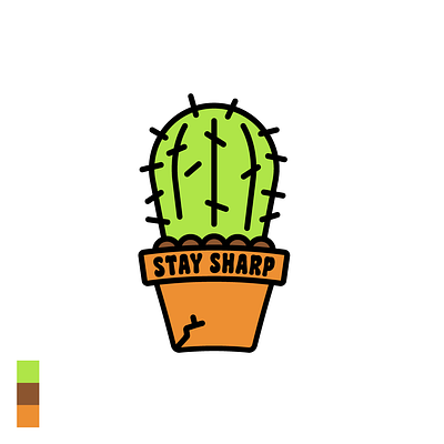 Stay Sharp bold lines cactus logo prickly succulent thicc