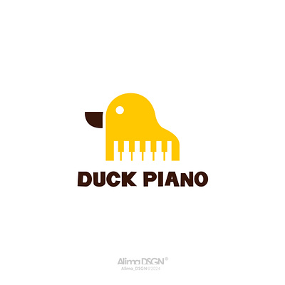 Duck Piano Logo animallogo bird duck logo logodeign modernlogo music piano simplelogo uniquelogo yellow