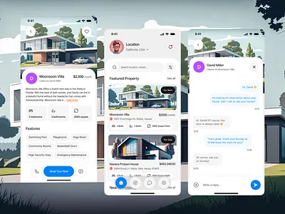 🚀 Real Estate Mobile App Design app booking buy property chat design find home illustration ios minimal mobile app orbix studio product design properties property property finder real estate app rent home search trendy ui