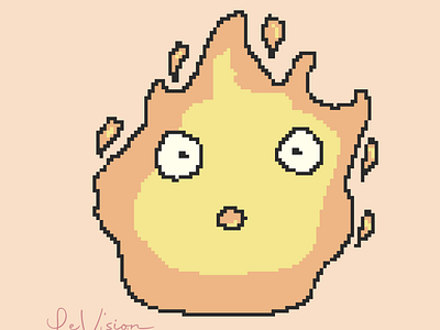 calcifer pixel art illustration pixel art