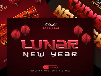 Chinese New Year Text Effect 3d design editable effect font gold illustration letter lettering lunar modern shiny style text type typeface typography