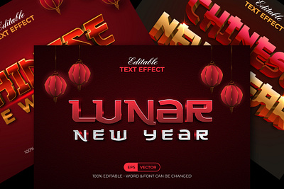 Chinese New Year Text Effect 3d design editable effect font gold illustration letter lettering lunar modern shiny style text type typeface typography