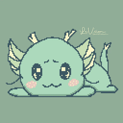 cute chibi dragon pixel art illustration pixel art