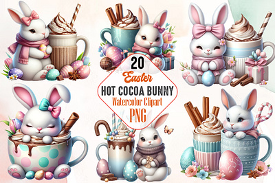 Hot Cocoa Bunny Sublimation Bundle 3d animation app branding design graphic design illustration logo ui vector