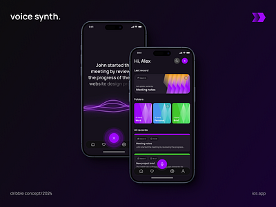 voice synth | mobile app app concept darktheme design ios mobile purple ui voice