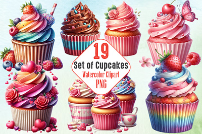 Set of Cupcakes Sublimation Bundle 3d animation app branding design graphic design illustration logo ui vector