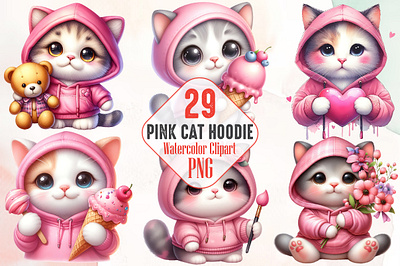 Pink Cat Hoodie Sublimation Clipart 3d animation app branding design graphic design illustration logo ui vector