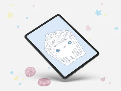 cupcake digital coloring page branding cake coloring page cute design digital drawing graphic design illustration vector