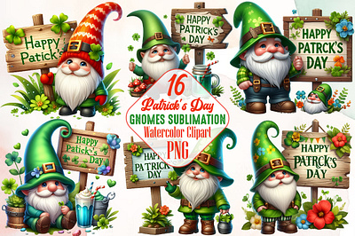 St Patrick's Day Gnomes Clipart Bundle 3d animation app branding design graphic design illustration logo ui vector