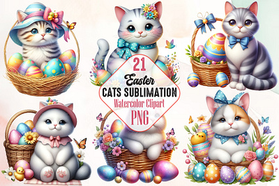 Easter Cats Sublimation Clipart 3d animation app branding design graphic design illustration logo ui vector
