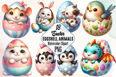 Easter Eggshell Animals Sublimation 3d animation app branding design graphic design illustration logo ui vector