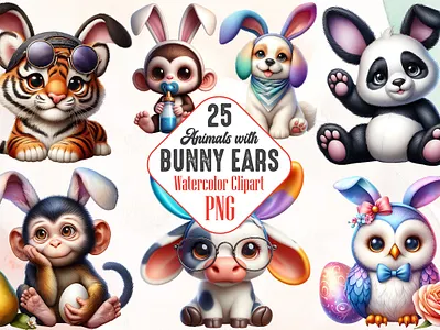 Animals with Bunny Ears Sublimation 3d animation app branding design graphic design illustration logo ui vector