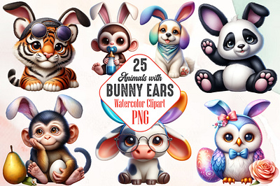 Animals with Bunny Ears Sublimation 3d animation app branding design graphic design illustration logo ui vector