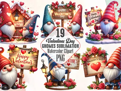 Valentine's Day Gnomes Clipart Bundle 3d animation app branding design graphic design illustration logo ui vector